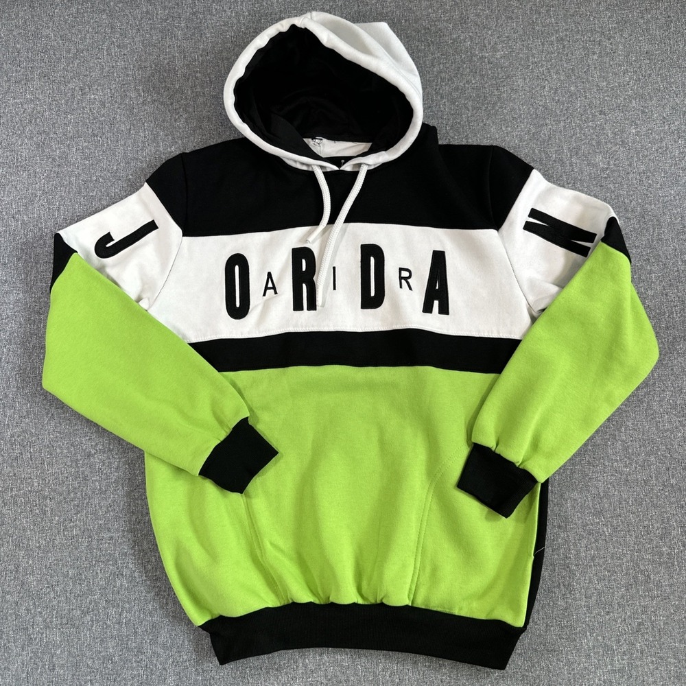 Nike Air Jordan Colorblock Hoodie Black White Volt Green Men's XXL Pullover